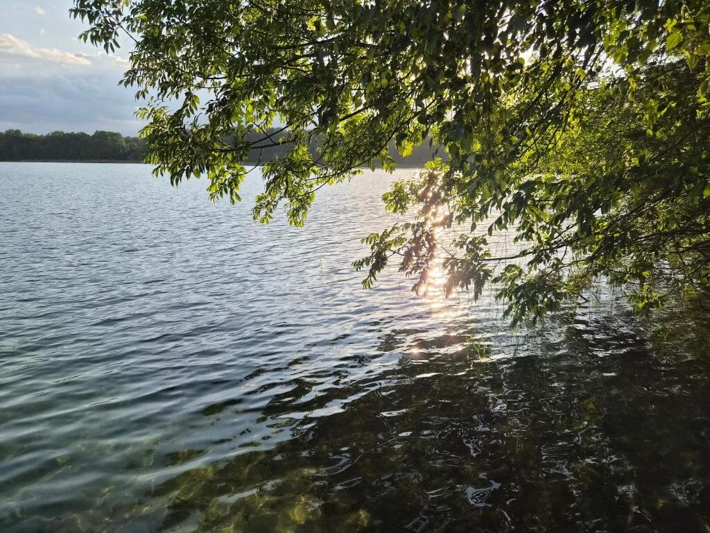 Springsee bei Storkow in der Abendsonne, wenige Minuten vom Cottage Eisvogel